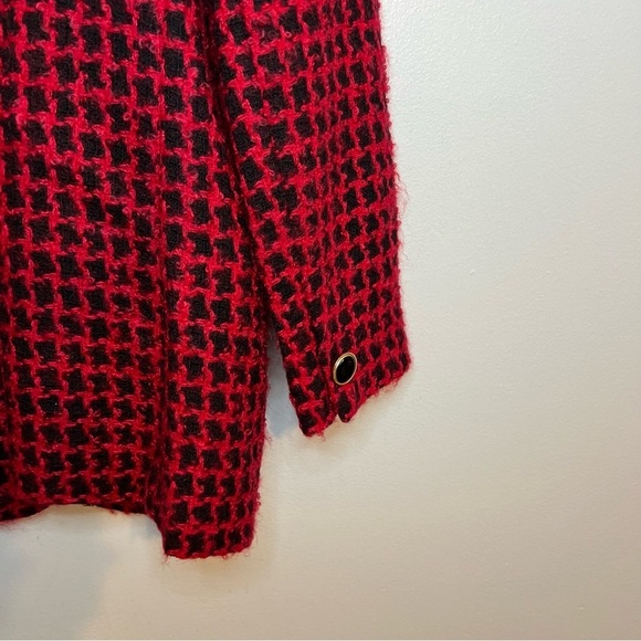 Vintage Lord & Taylor Houndstooth Tweed Blazer Red Black Wool Mohair Sz 10 - Picture 13 of 14